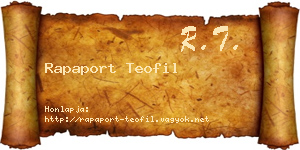 Rapaport Teofil névjegykártya